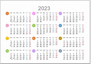 2023年（令和5年）年間カレンダーA5シンプル版_月曜始まり